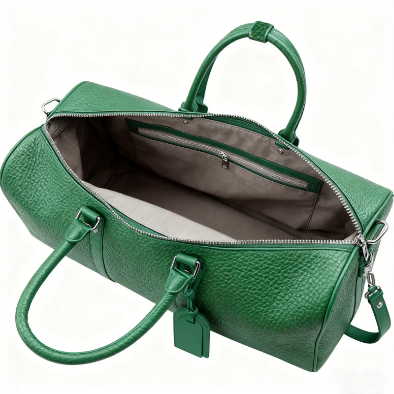 NorthTime Luggage Green Pebbled Leather Weekender Duffle Bag
