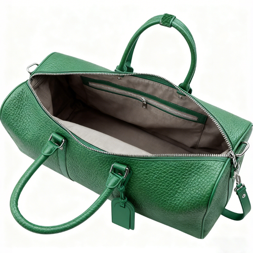 NorthTime Luggage Green Pebbled Leather Weekender Duffle Bag