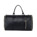 NorthTime Luggage Men's Black Leather Travel Duffle Bag with Shoulder Strap