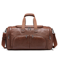NorthTime Luggage Brown Leather Travel Duffle Bag with Front Pockets