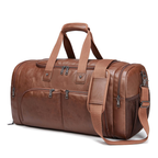 NorthTime Luggage Brown Leather Travel Duffle Bag with Front Pockets
