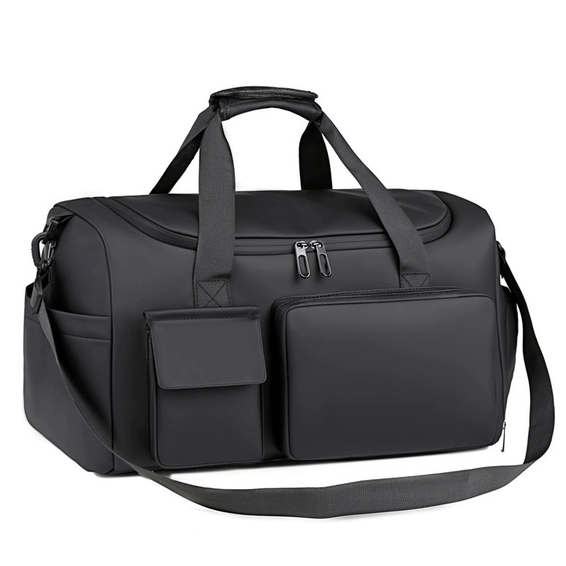 NorthTime Luggage Men's Black Nylon Carry-On Duffle Bag with Multiple Pockets