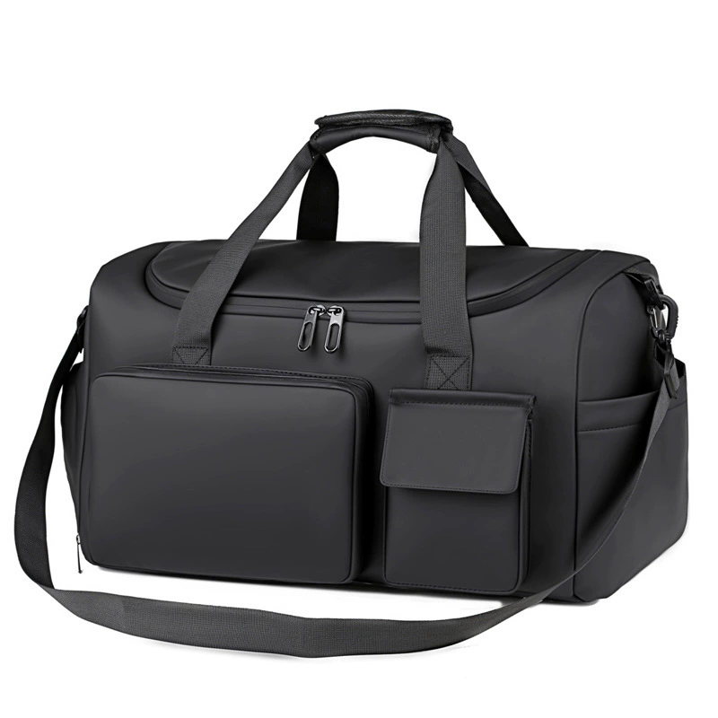 NorthTime Luggage Men's Black Nylon Carry-On Duffle Bag with Multiple Pockets