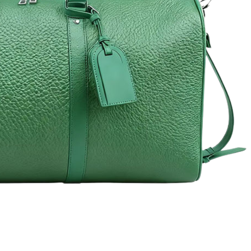 NorthTime Luggage Green Pebbled Leather Weekender Duffle Bag