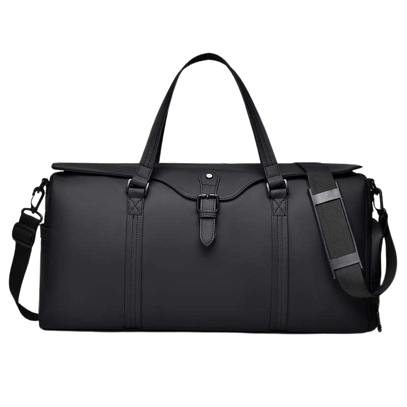 NorthTime Luggage Black Weekender Duffle Bag with Buckle Detail