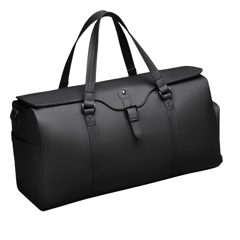 NorthTime Luggage Black Weekender Duffle Bag with Buckle Detail