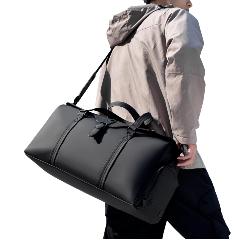 NorthTime Luggage Black Weekender Duffle Bag with Buckle Detail