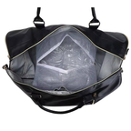 NorthTime Luggage Men's Black Leather Travel Duffle Bag with Shoulder Strap